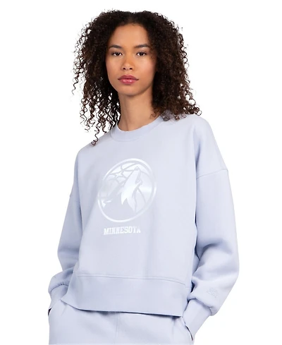 Starter Women's Light Blue Minnesota Timberwolves Pastel Boxy Sweatshirt