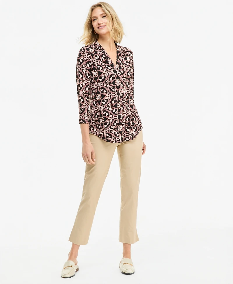 Jm Collection Women's Printed 3/4 Sleeve V-Neck Knit Top, Macy's Exclusive