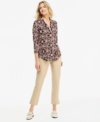 Jm Collection Women's Printed 3/4 Sleeve V-Neck Knit Top, Macy's Exclusive