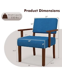 Costway Mid-Century Linen Accent Chair Living Room Chair with Soft Padded Seat and Backrest