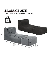 Rainsken Bean Bag Chairs for Adults Giant Bean Bag Chair, Corduroy Fabric Made of breathable, Convertible Sofa Bed, for Living Room Bedroom Office