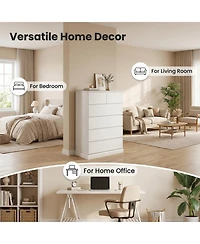 Rainsken 6 Drawers Dresser for Bedroom, with Concealed Handles, Vertical Wood Storage Cabinet, Tall Dresser for Bedroom, Living Room, Entryway