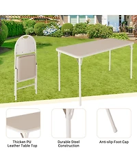 homfam Folding Table and Chairs Set of 5, 48 Inch Rectangular Card with 4 Upholstered for Dining Room or Apartment