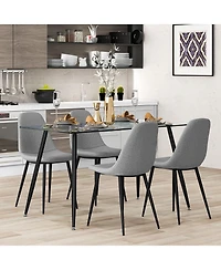 Gymax Modern Glass Dining Table Rectangular Room with Metal Legs For Kitchen