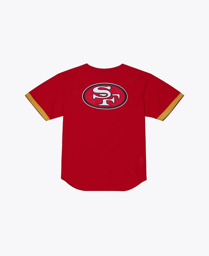 Mitchell & Ness Men's Scarlet San Francisco 49ers Head Coach Mesh Full-Button Fashion Jersey