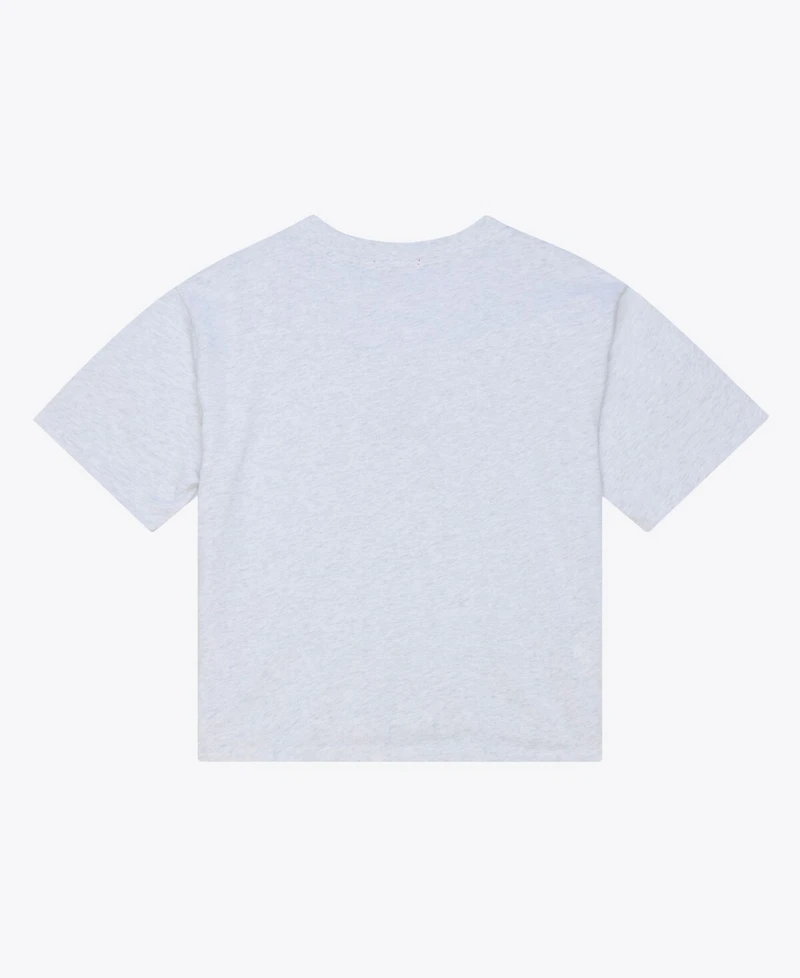 Mitchell & Ness Women's Heather Gray Chicago Cubs Script Cropped Boxy T-Shirt