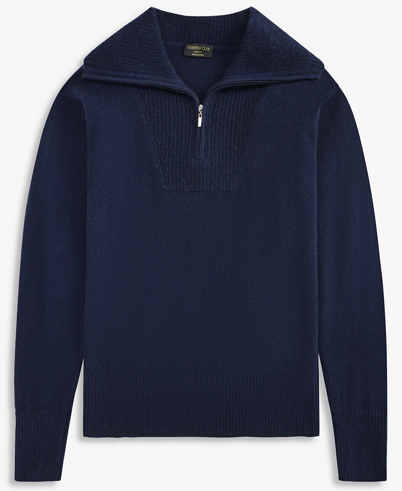 Charter Club 100% Cashmere Women's Quarter-Zip Sweater, Created for Macy's
