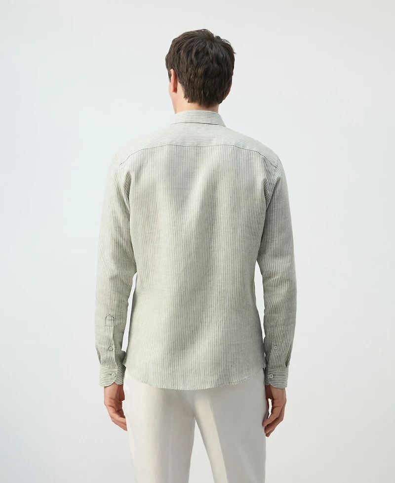 Mango Men's Linen Striped Regular-Fit Shirt