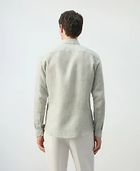 Mango Men's Linen Striped Regular-Fit Shirt