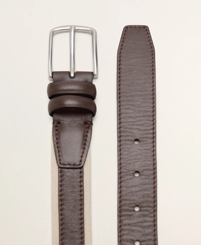 Mango Men's Leather Mixed Belt