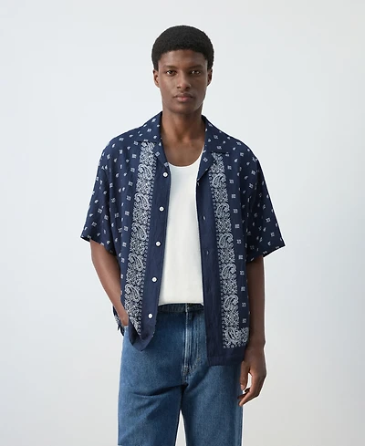Mango Men's Printed Fluid Regular-Fit Shirt