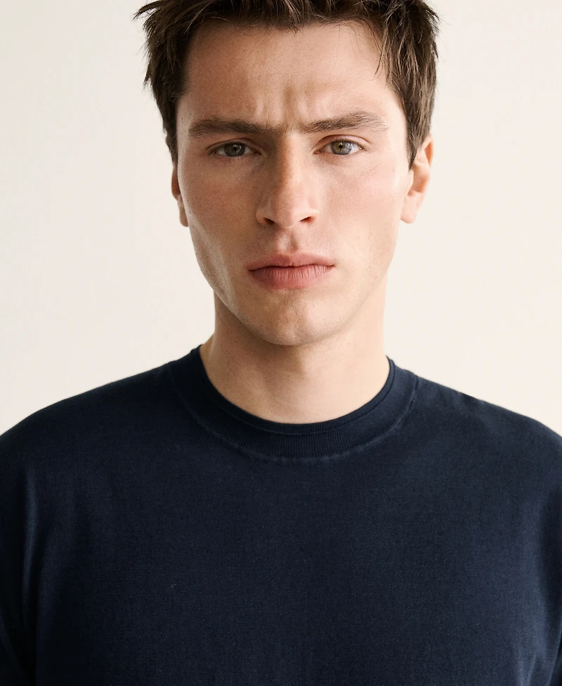 Mango Men's Cotton Fine-Knit T-Shirt
