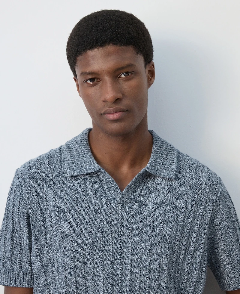 Mango Men's Cotton Fine-Knit Polo Shirt