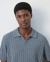 Mango Men's Cotton Fine-Knit Polo Shirt