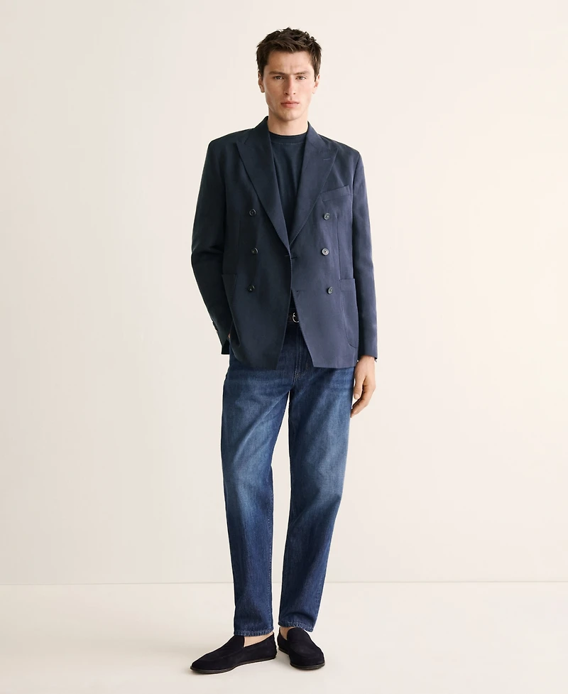 Mango Men's Slim Fit Double-Breasted Suit Blazer