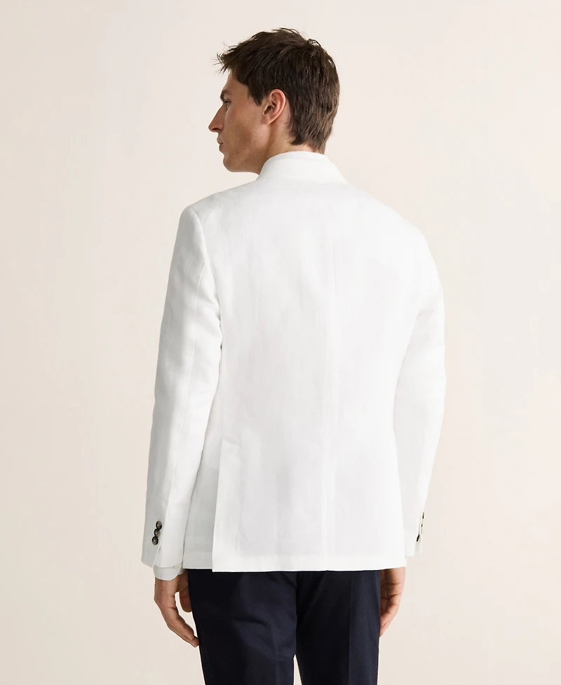 Mango Men's Slim-Fit Linen-Blend Double-Breasted Blazer