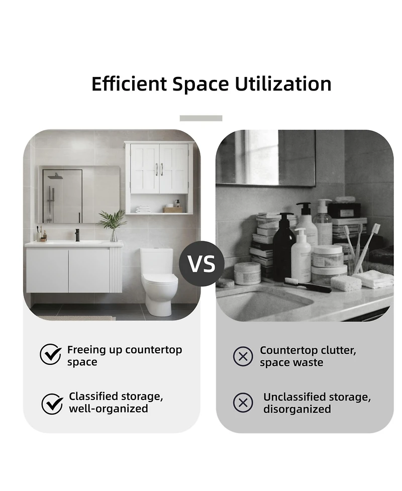 Midola Bathroom Wall Storage Cabinet, Multi -functional Wall Mounted Cabinet with Adjustable Shelves for Laundry Room and Kitchen and Living Room