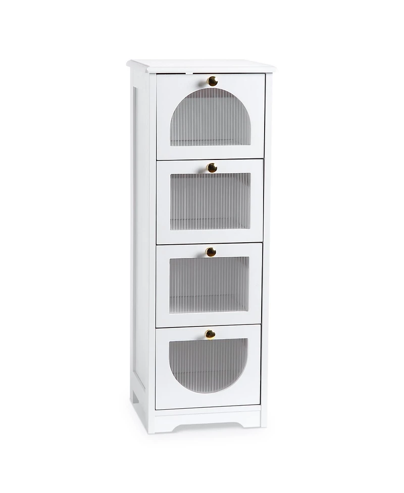 homfan Narrow Bathroom Storage Cabinet with 4 Drawers, Slim Floor Organizer for Hallway, Living Room, Entryway