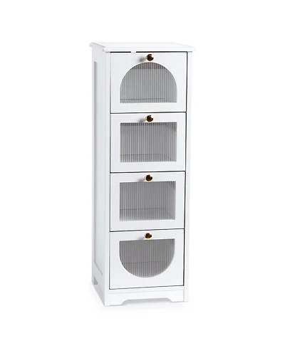 homfan Narrow Bathroom Storage Cabinet with 4 Drawers, Slim Floor Organizer for Hallway, Living Room, Entryway