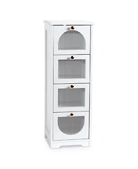 homfan Narrow Bathroom Storage Cabinet with 4 Drawers, Slim Floor Organizer for Hallway, Living Room, Entryway