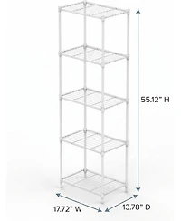 homfan 5 Tier Bathroom Shelf, 55 Inch Metal Bathroom Storage Cabinet with Adjustable Shelves for Small Spaces