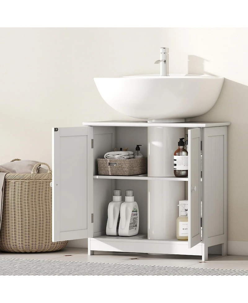 Busdays 24 Inch Under Sink Storage Cabinet with 2 Doors and Shelves Pedestal Sink Bathroom Vanity Furniture
