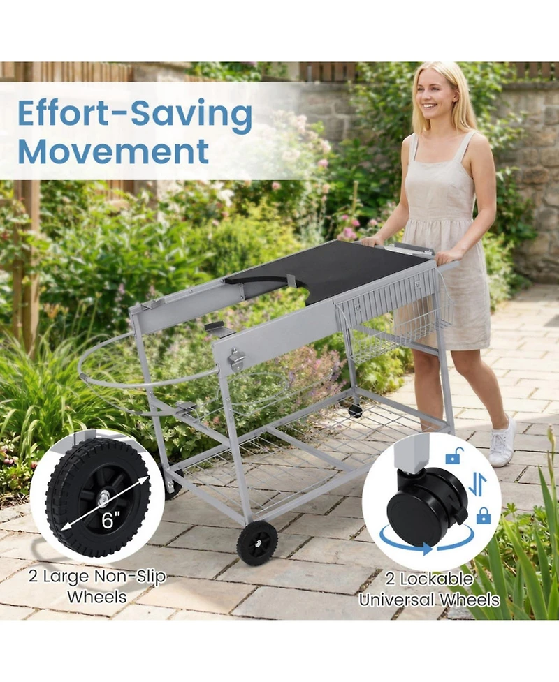 Sugift Movable Grill Table for 18 in 22 in Original Kettle for Camping