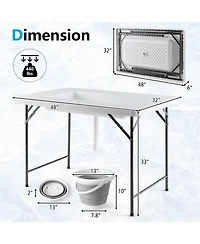 Sugift 4 feet Folding Ice Bin Table with Skirt and Ice Bucket