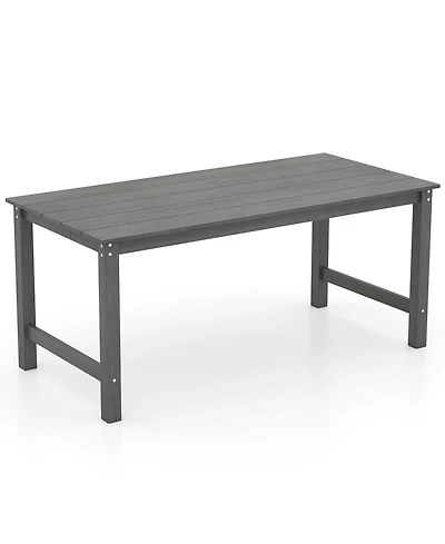 Sugift Hdpe Outdoor Dining Table for 6 Person with Wood-Like Tabletop and Umbrella Hole.