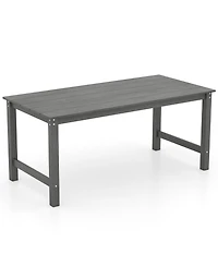 Sugift Hdpe Outdoor Dining Table for 6 Person with Wood-Like Tabletop and Umbrella Hole.