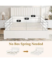 gaomon Upholstered Bed Frame with Storage Drawer, Heavy-Duty Steel Framework and Wooden Slats, Tufted Headboard, No Box Spring