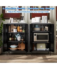 Streamdale Furniture Boyel Living 42 Inch Metal Storage Cabinet with Doors, Sideboard Organizer Adjustable Shelves for Home Office