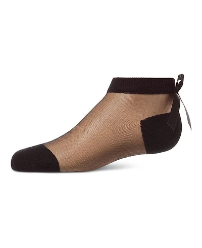 MeMoi Baby Girls Silky-Sheer Micro-Mesh Ankle Sock with Satin Bow