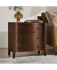 Hulala Home Horaz Modern 27''W 3-Drawers Curves End Table with Built-In Charging Station