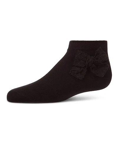 MeMoi Baby Girls Cotton-Rich Fashion Ankle Sock with Floral Lace Bow