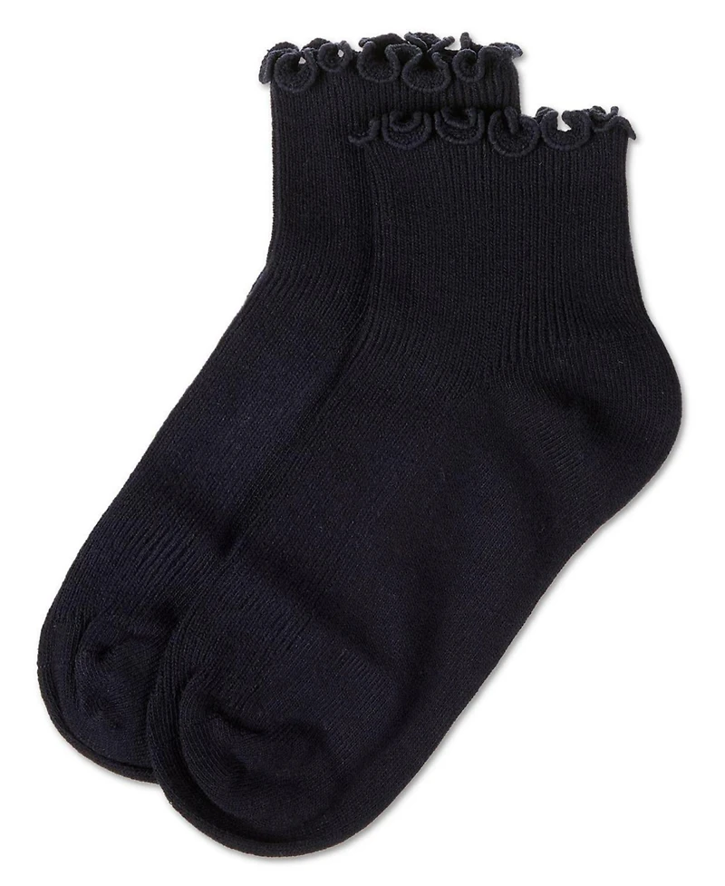 MeMoi Baby Girls Ruffled Top Thin Ribbed Anklet Socks