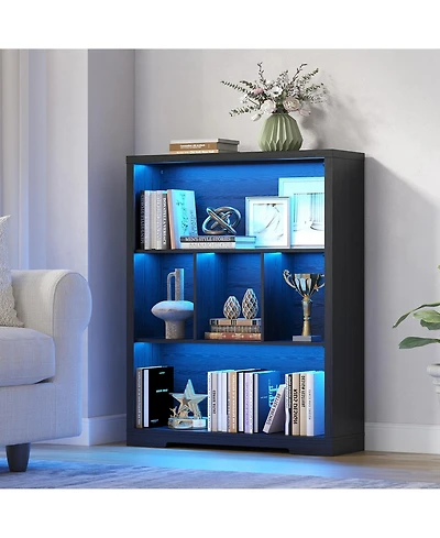 Vlsrka 31.5 Inch Wide Cube Bookcase with Tri-Color Sensor Light