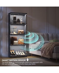 Vlsrka Glass Display Cabinet 4-Tier with Rgb Light and Security Lock