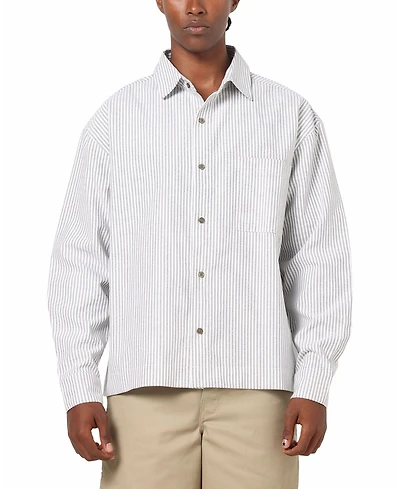 Carre Men's Oxford Stripe Long Sleeve Button Up Shirt