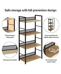 gaomon 4 Tier Bookshelf with Metal Frame and Wood Shelves, Tall Industrial Bookcase Storage Rack for Bedroom Living Room Home Office