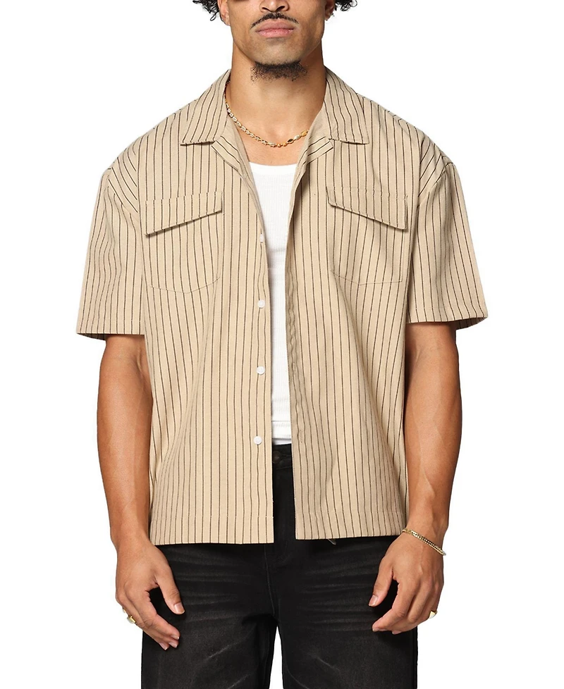 Saint Morta Men's Gothic Pinstripe Button Up Shirt