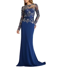 Tadashi Shoji Women's Beacon Belted Embroidered Illusion Gown