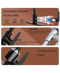 Phying Kitchen Sink Faucet with Led Pull Down Sprayer, Commercial Single Handle High Arc Kitchen Faucet