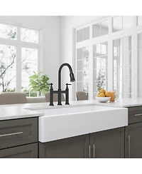 Phying Bridge Kitchen Faucet with Pull-Down Sprayhead in Spot