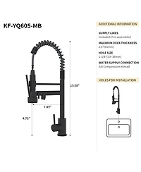 Phying Bothwa Home Cupc Certified 19" Single Handle Kitchen Faucet