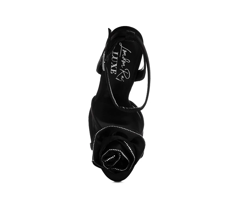 London Rag Women's Candela Floral Rhinestone Accent Heel Sandals