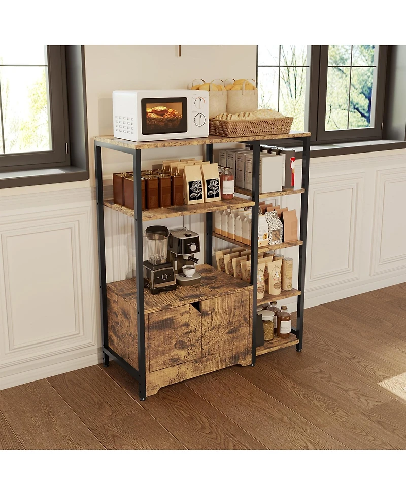 homfan Multifunctional 5-Tier Freestanding Bookshelf Modern Metal Frame, Storage Drawers, Particle Board Shelves