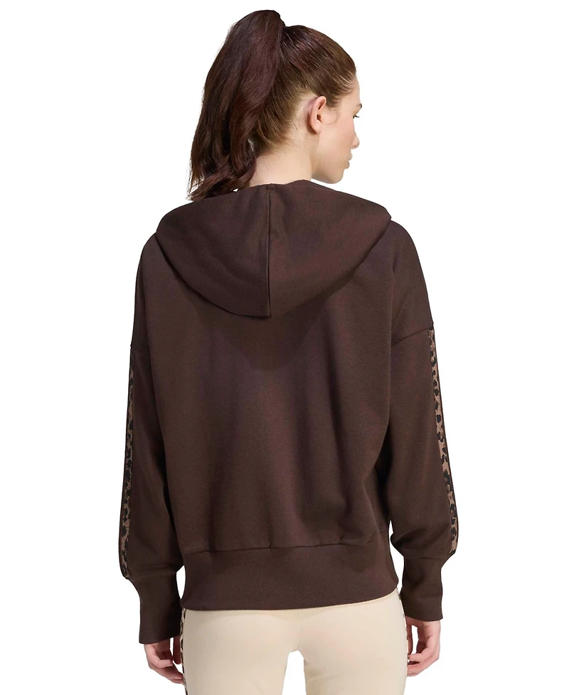 adidas Women's Seasonal Essentials Animal Print 3-Stripes Hooded Track Jacket