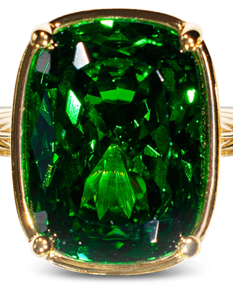 Sterling Forever Elongated Cushion Emerald Cubic Zirconia Cocktail Ring
