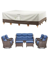 Pocassy Rectangle Patio Furniture Cover Waterproof Outdoor Dining Table and Chair Cover Anti-uv Outside Sectional Sofa Set Covers